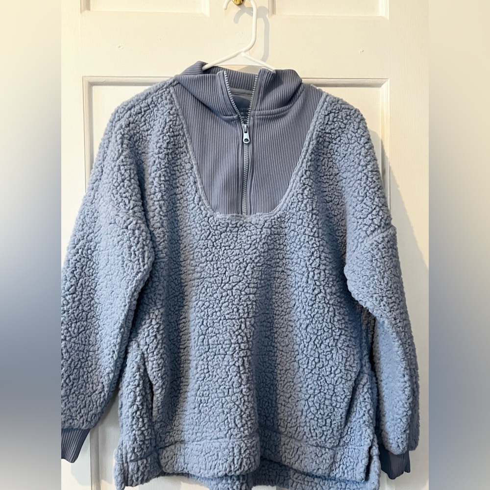 Light Blue Aerie fleece Quarter Zip